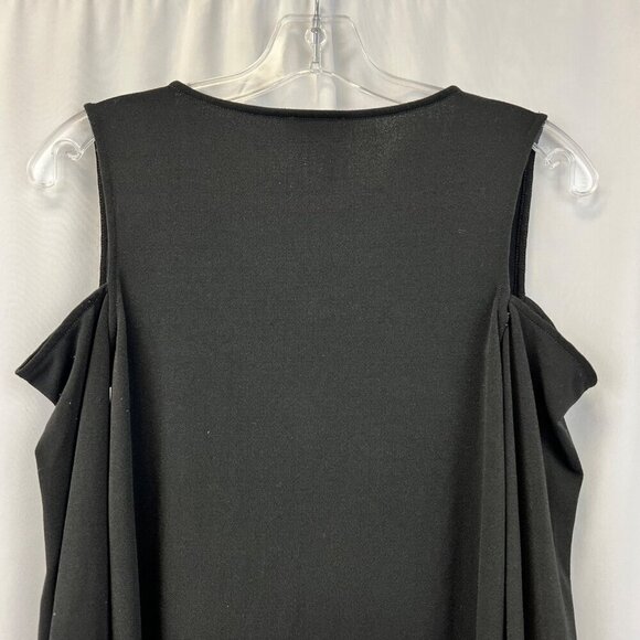 Express Womens Cold Shoulder Long Sleeve V-Neck Blouse Black XS - Picture 5 of 8